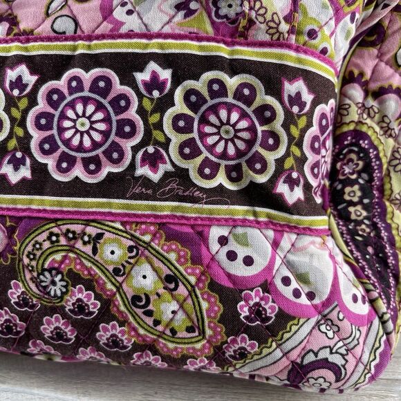 VERA BRADLEY Pink Floral Cotton Quilted Medium Bag Handbag Purse - Makeup - Picture 11 of 16